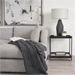 Pemberly Row Contemporary Black Metal with Glass Accent Table