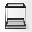 Pemberly Row Contemporary Black Metal with Glass Accent Table