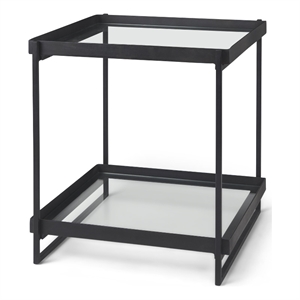 Pemberly Row Contemporary Black Metal with Glass Accent Table