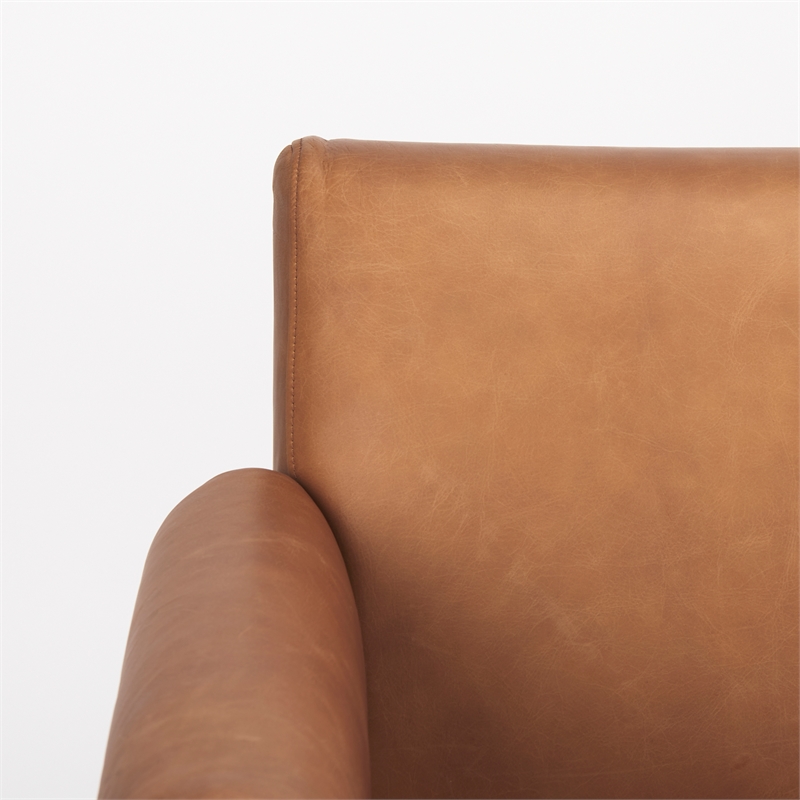 Pemberly Row Contemporary Brown Leather with Light Wood Accent Chair