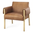 Pemberly Row Contemporary Brown Leather with Light Wood Accent Chair