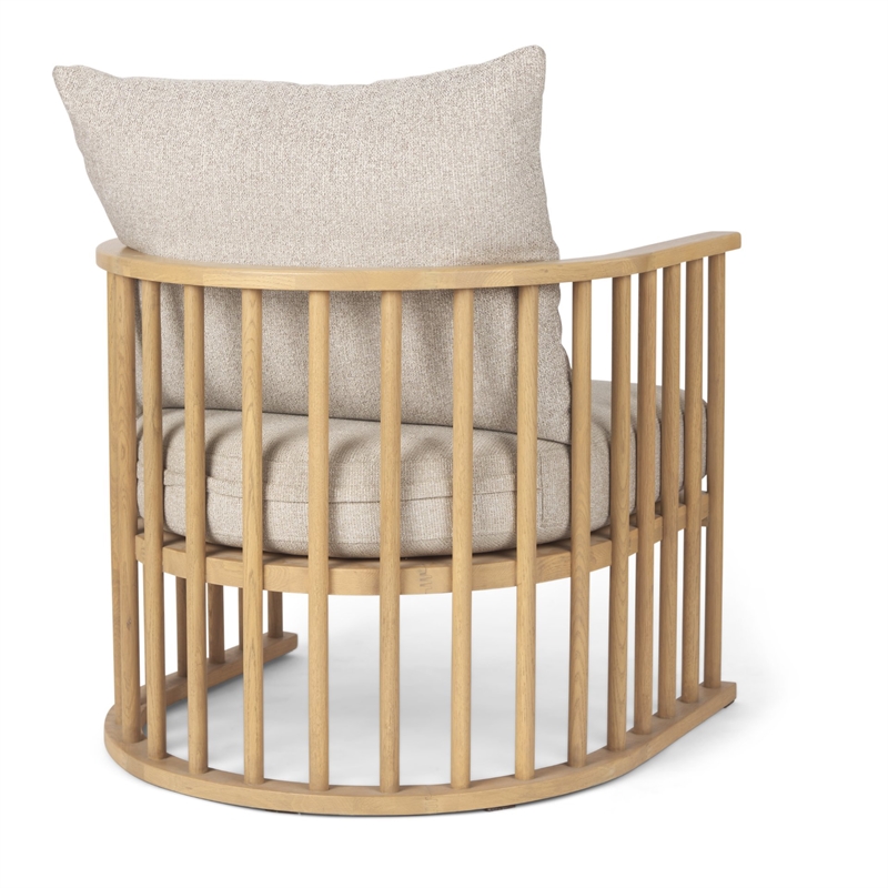 Pemberly Row Beige Fabric with Light Brown Wood Accent Chair