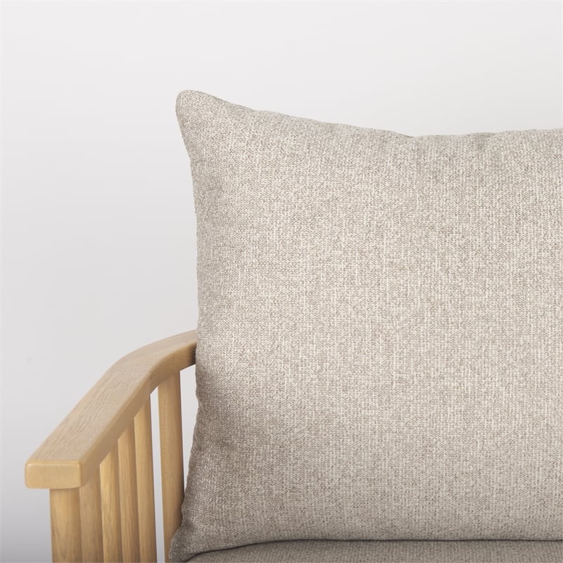Pemberly Row Beige Fabric with Light Brown Wood Accent Chair