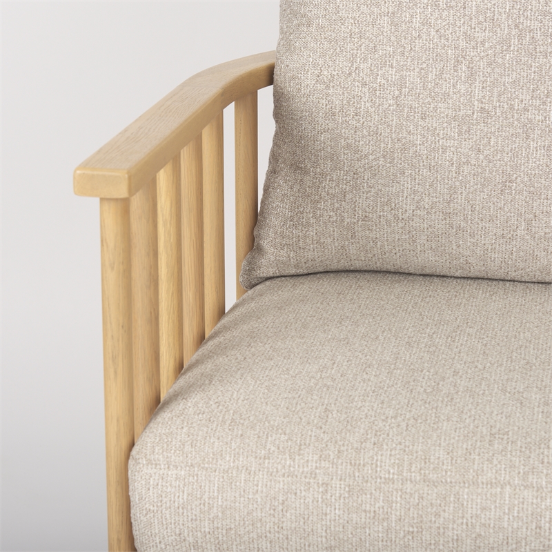 Pemberly Row Beige Fabric with Light Brown Wood Accent Chair