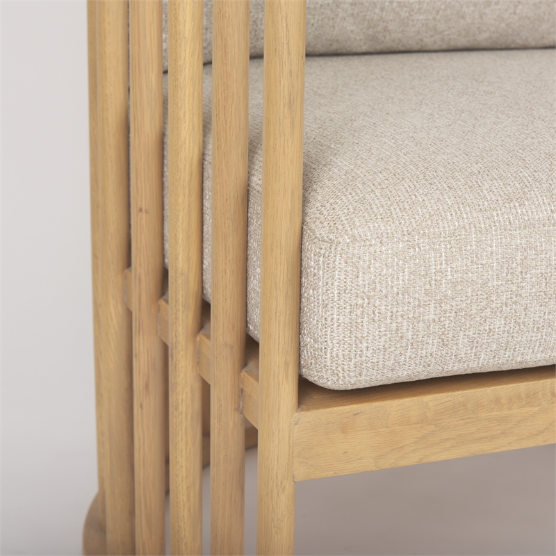 Pemberly Row Beige Fabric with Light Brown Wood Accent Chair