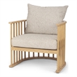 Pemberly Row Beige Fabric with Light Brown Wood Accent Chair