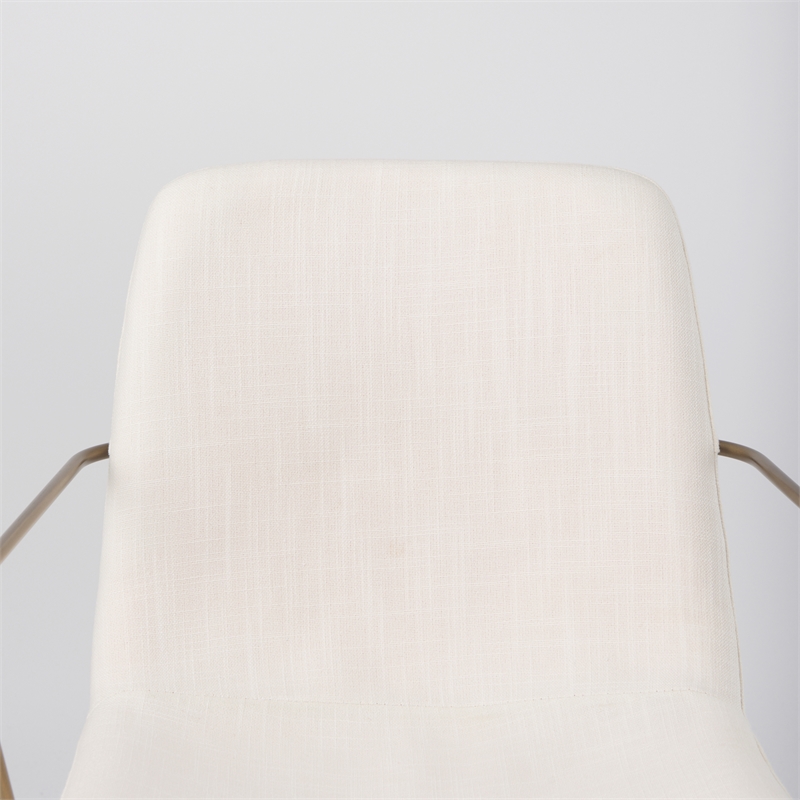 Pemberly Row Cream Fabric Wrap Gold Metal Frame Dining Chair
