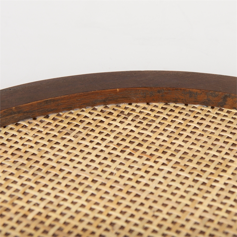 Pemberly Row Contemporary Cane And Medium Brown Wood Round Tray