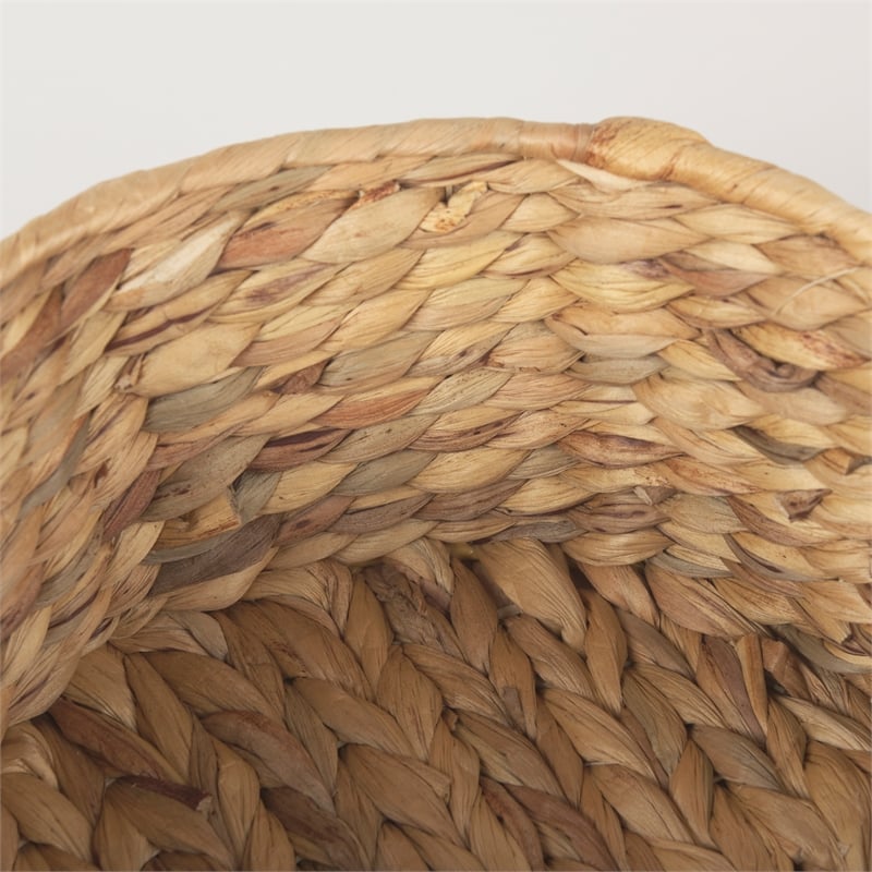 Pemberly Row Set of 3 Nesting Water Hyacinth Boxes With Lids in Brown