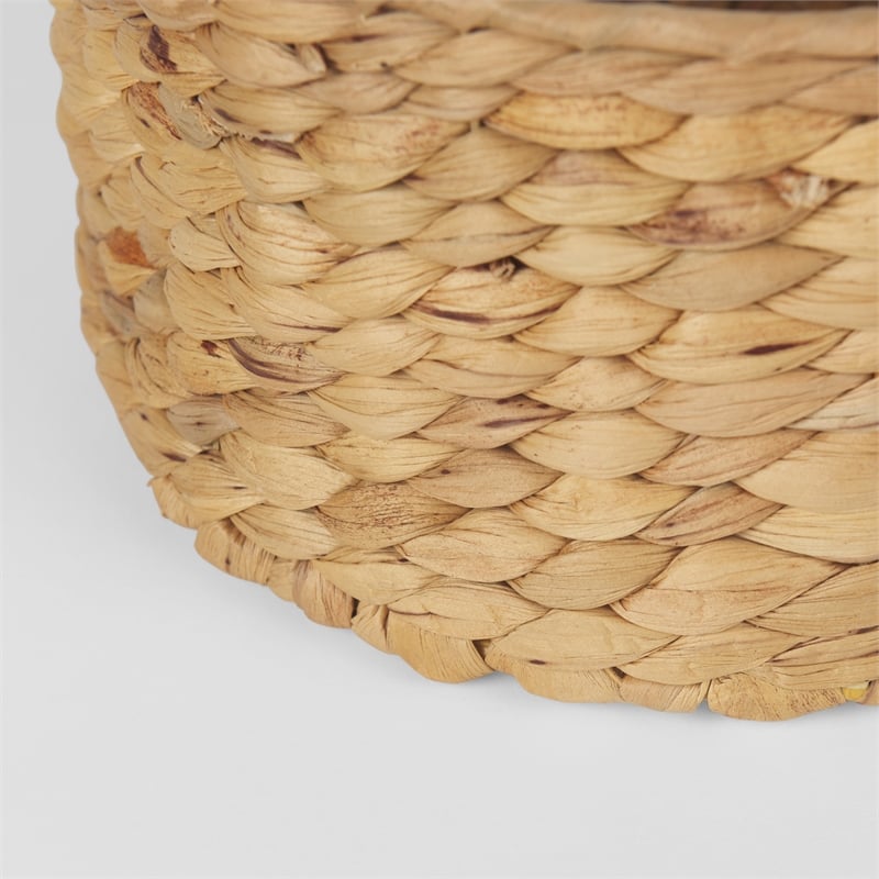 Pemberly Row Set of 3 Nesting Water Hyacinth Boxes With Lids in Brown