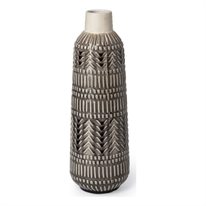 Pemberly Row Contemporary Large Dark Gray Cream Ceramic Vase