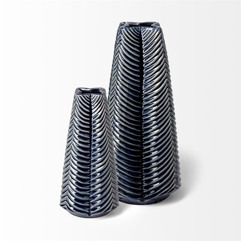 Pemberly Row Contemporary Small Dark Navy Gloss Ceramic Vase