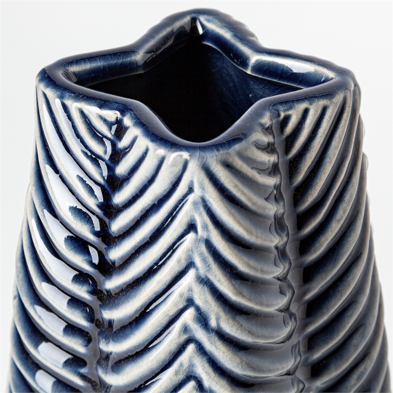 Pemberly Row Contemporary Small Dark Navy Gloss Ceramic Vase