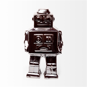 Pemberly Row Contemporary 4Lx3W Bronze Polished Robot in Silver