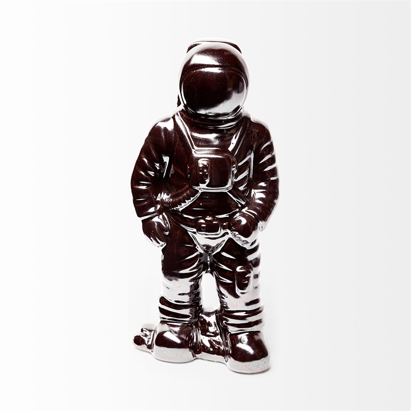 Pemberly Row Contemporary 4Lx4W Bronze Electroplated Astronaut in Silver