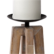 Pemberly Row Small Light Brown Wood Pedestal Base Table Candle Holder
