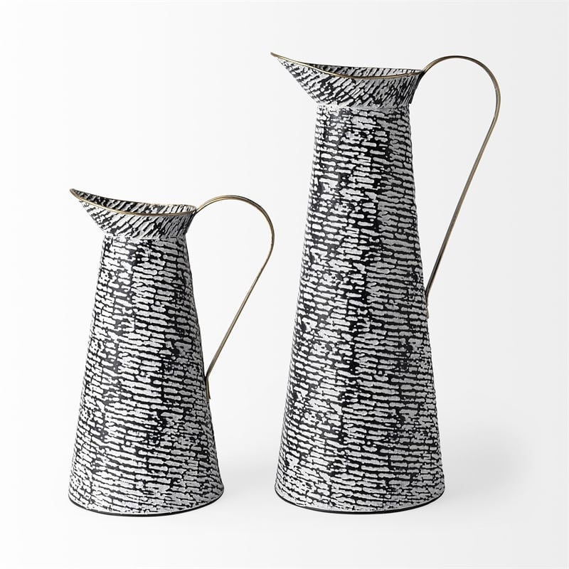 Pemberly Row Modern / Contemporary Large Black/White Patterned Vase
