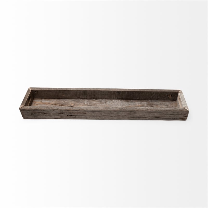 Pemberly Row Contemporary Large 36Lx7W Brown Reclaimed Wood Tray