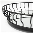 Pemberly Row 20Lx20W Black Metal Mirrored Bottom Round Serving Tray