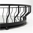 Pemberly Row 20Lx20W Black Metal Mirrored Bottom Round Serving Tray
