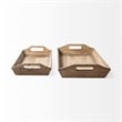 Pemberly Row Contemporary Set of 2 Natural Wooden Trays in Brown