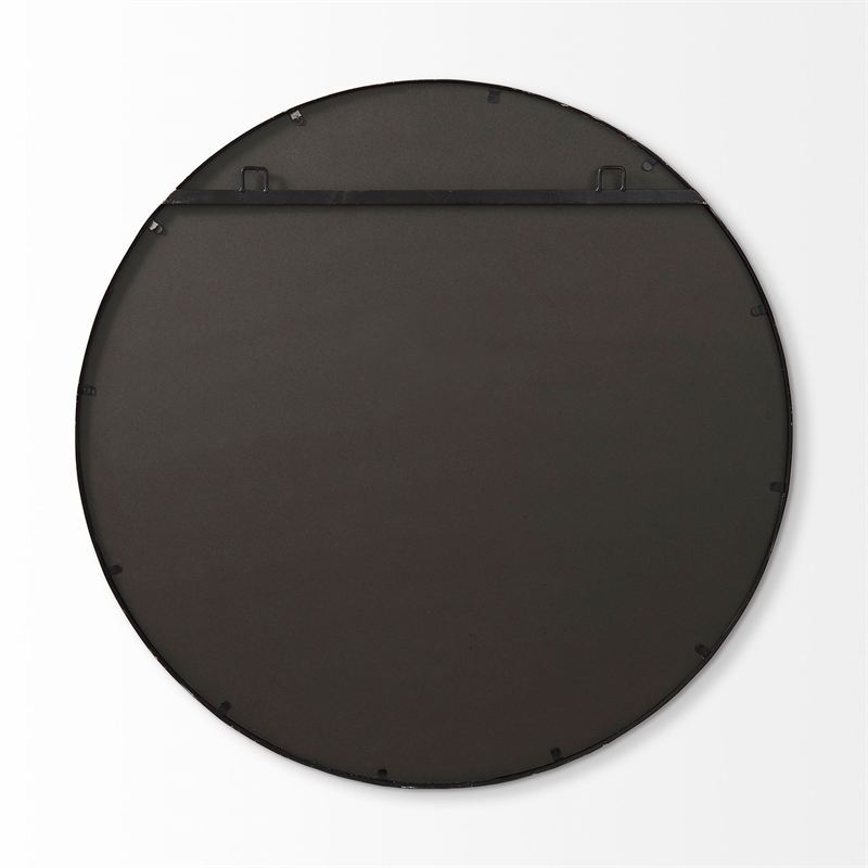 Pemberly Row 35.8Lx1Wx35.8H Small Black Metal Round Wall Mirror