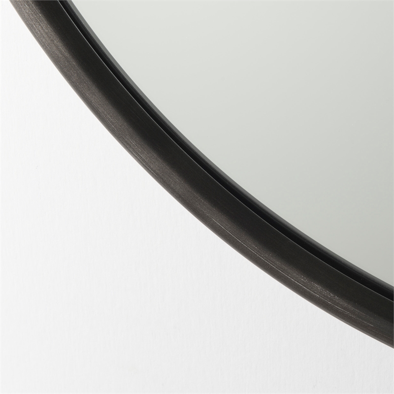Pemberly Row 35.8Lx1Wx35.8H Small Black Metal Round Wall Mirror