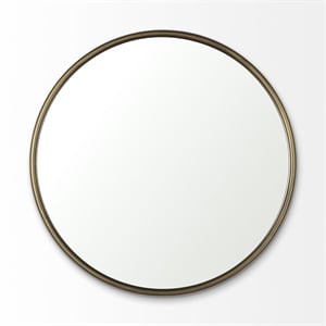 Pemberly Row 35.8Lx1Wx35.8H Small Gold Metal Round Wall Mirror
