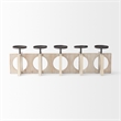 Pemberly Row Natural Wood with Black Metal Candle Holders in Brown