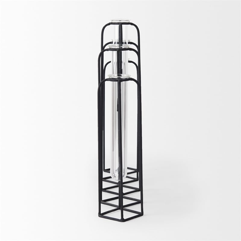 Pemberly Row 13.4Lx2.5Wx11H Metal And Glass Decorative Accent in Black