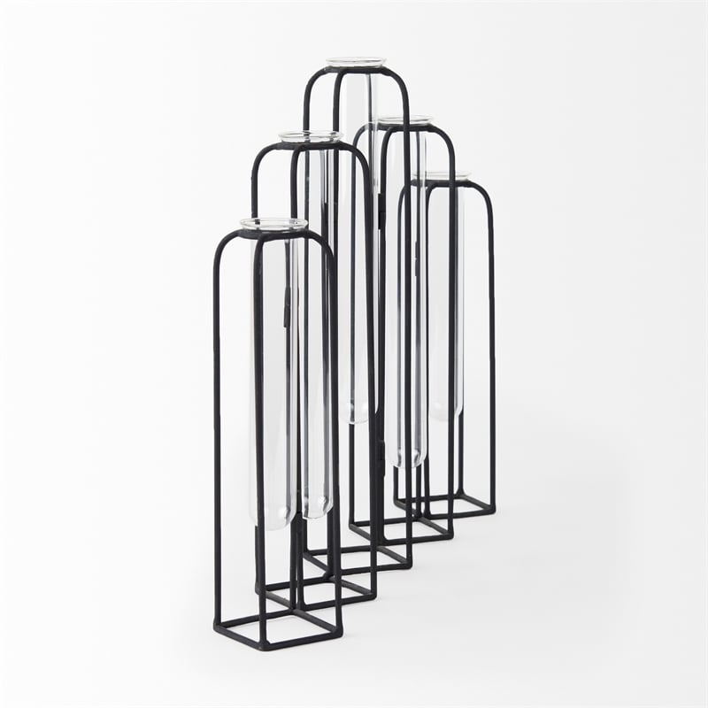 Pemberly Row 13.4Lx2.5Wx11H Metal And Glass Decorative Accent in Black
