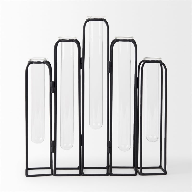 Pemberly Row 13.4Lx2.5Wx11H Metal And Glass Decorative Accent in Black