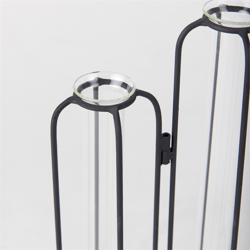 Pemberly Row 13.4Lx2.5Wx11H Metal And Glass Decorative Accent in Black