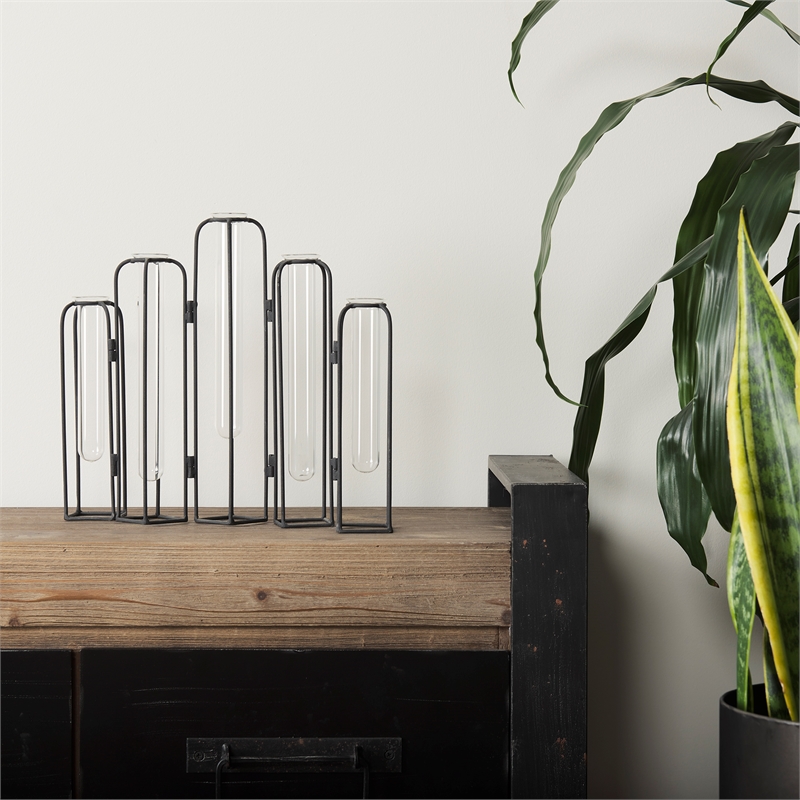 Pemberly Row 13.4Lx2.5Wx11H Metal And Glass Decorative Accent in Black