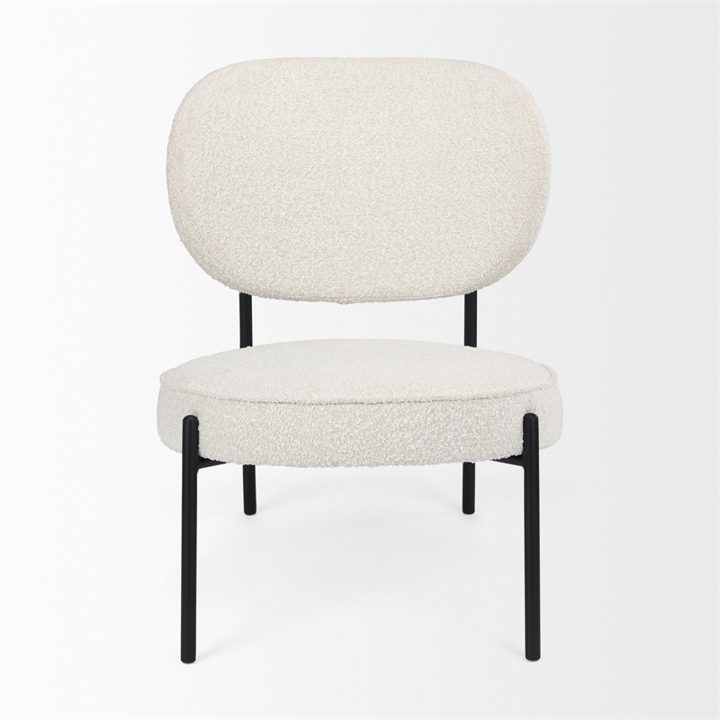 Pemberly Row Cream Boucle with Black Metal Upholstered Accent Chair