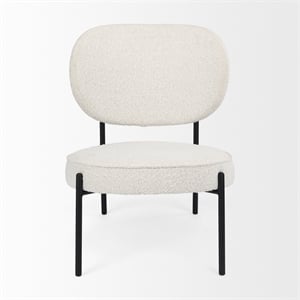 Pemberly Row Cream Boucle with Black Metal Upholstered Accent Chair