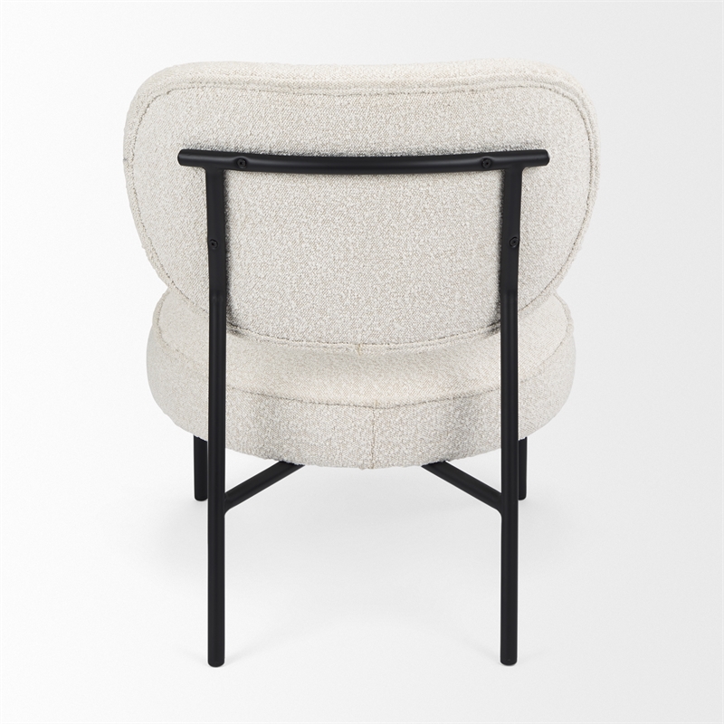Pemberly Row Cream Boucle with Black Metal Upholstered Accent Chair