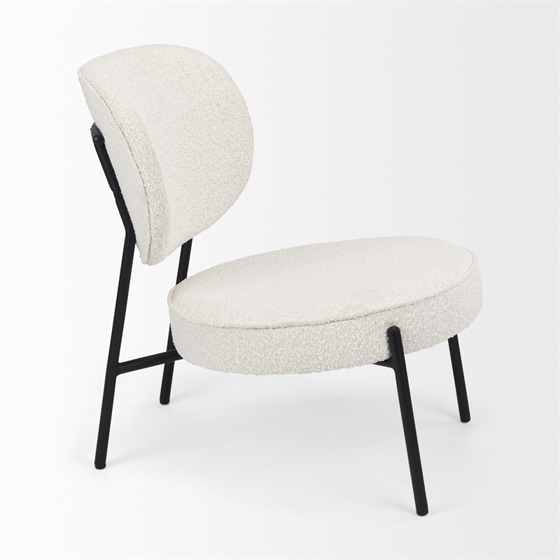 Pemberly Row Cream Boucle with Black Metal Upholstered Accent Chair