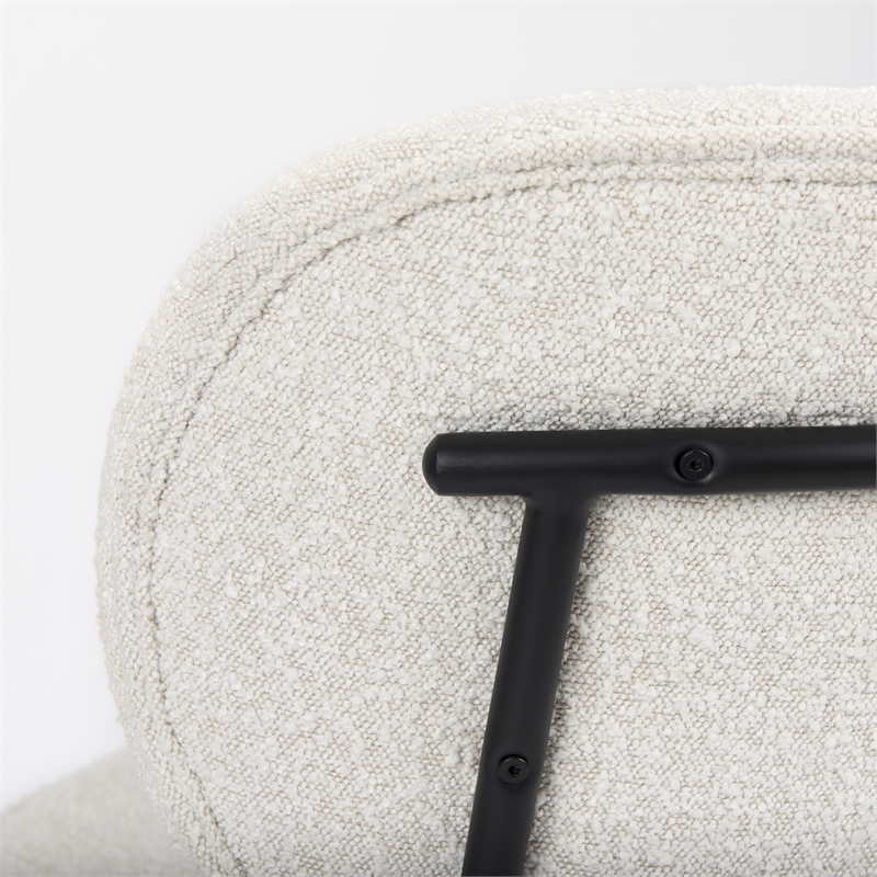 Pemberly Row Cream Boucle with Black Metal Upholstered Accent Chair