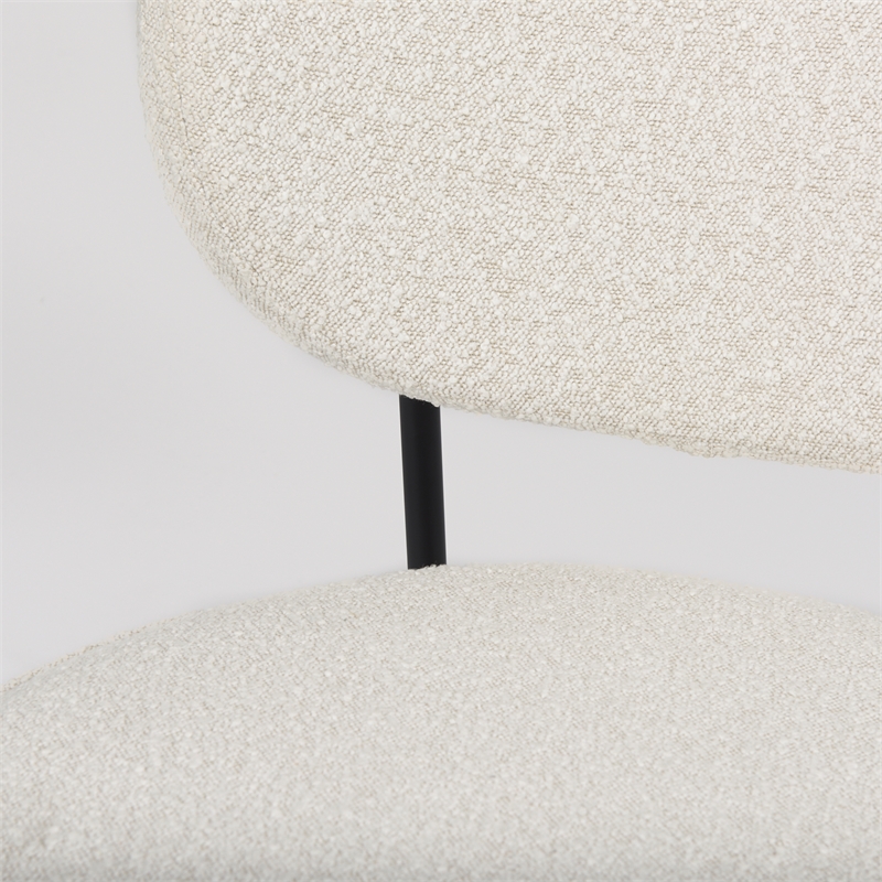 Pemberly Row Cream Boucle with Black Metal Upholstered Accent Chair