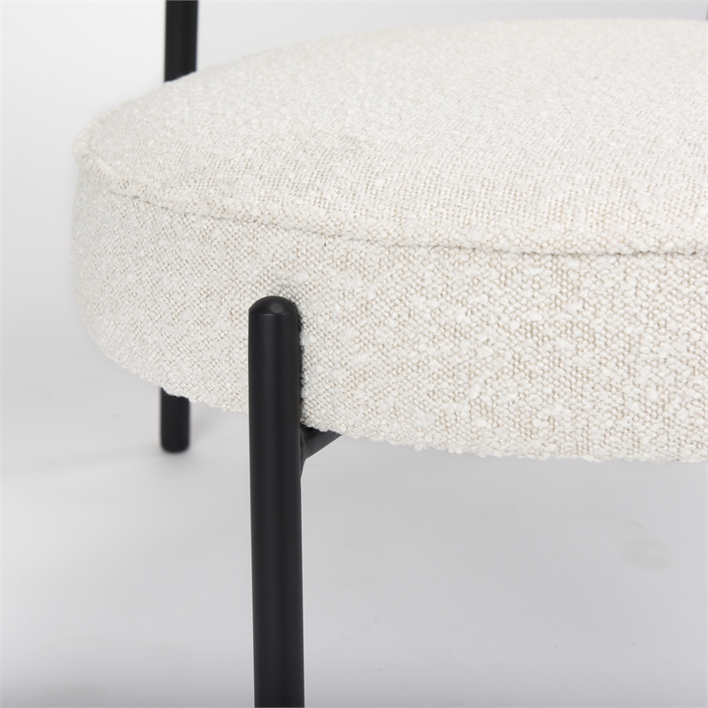 Pemberly Row Cream Boucle with Black Metal Upholstered Accent Chair
