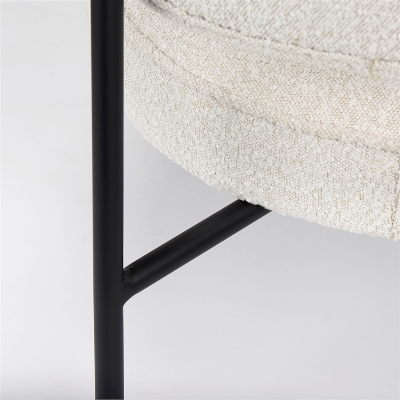 Pemberly Row Cream Boucle with Black Metal Upholstered Accent Chair