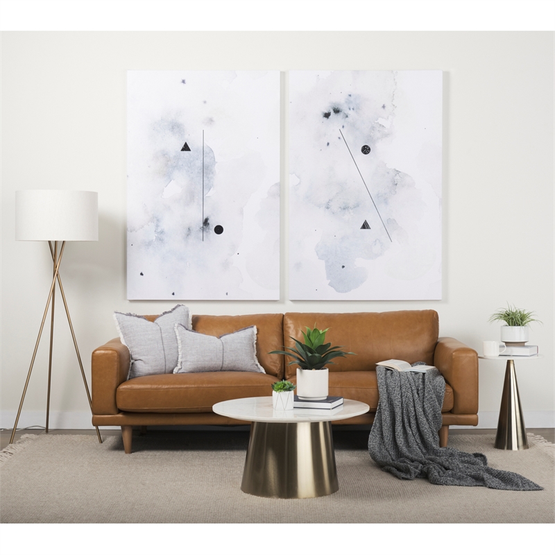 Pemberly Row 20Lx20Wx61.8H Gold Metal with Cream Fabric Shade Floor Lamp