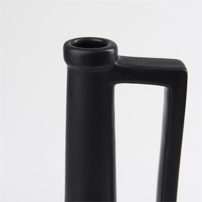 Pemberly Row Contemporary 17.1H Large Matte Black Ceramic Jug Vase