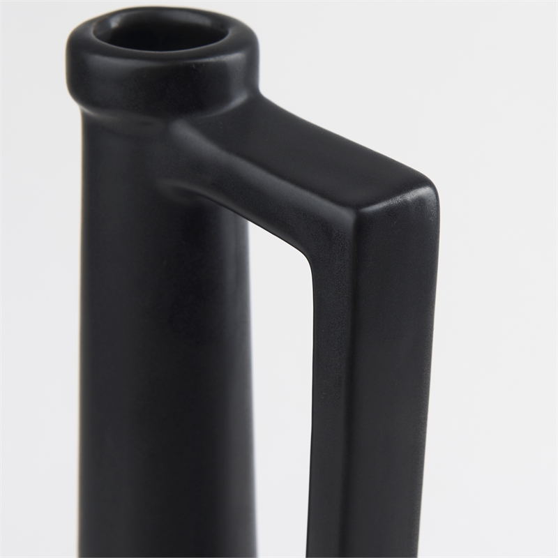 Pemberly Row Contemporary 17.1H Large Matte Black Ceramic Jug Vase