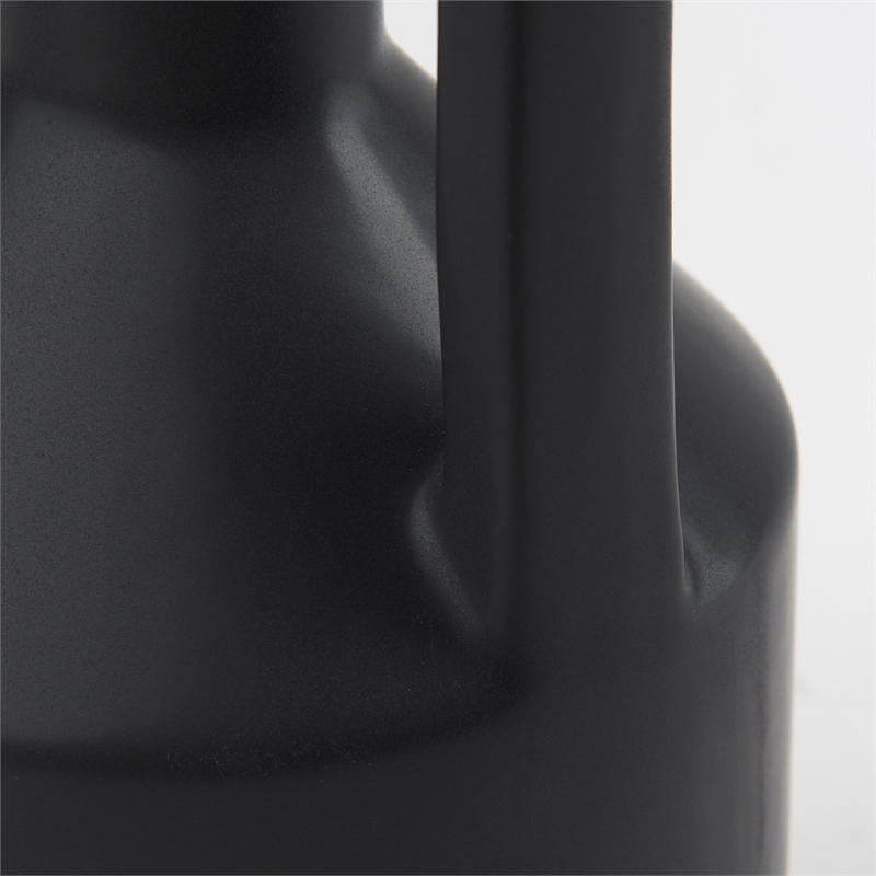 Pemberly Row Contemporary 17.1H Large Matte Black Ceramic Jug Vase
