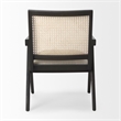 Pemberly Row Black Wood Cane-Back with Beige Upholstered Seat Accent Chair