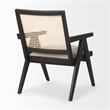 Pemberly Row Black Wood Cane-Back with Beige Upholstered Seat Accent Chair