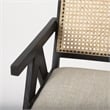 Pemberly Row Black Wood Cane-Back with Beige Upholstered Seat Accent Chair