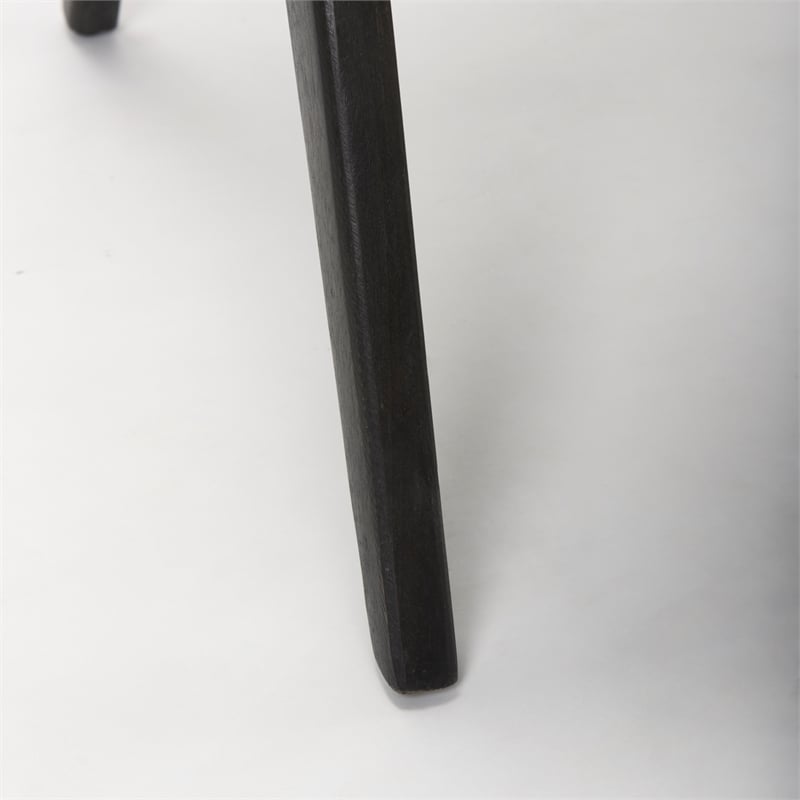 Pemberly Row Black Wood Cane-Back with Beige Upholstered Seat Accent Chair